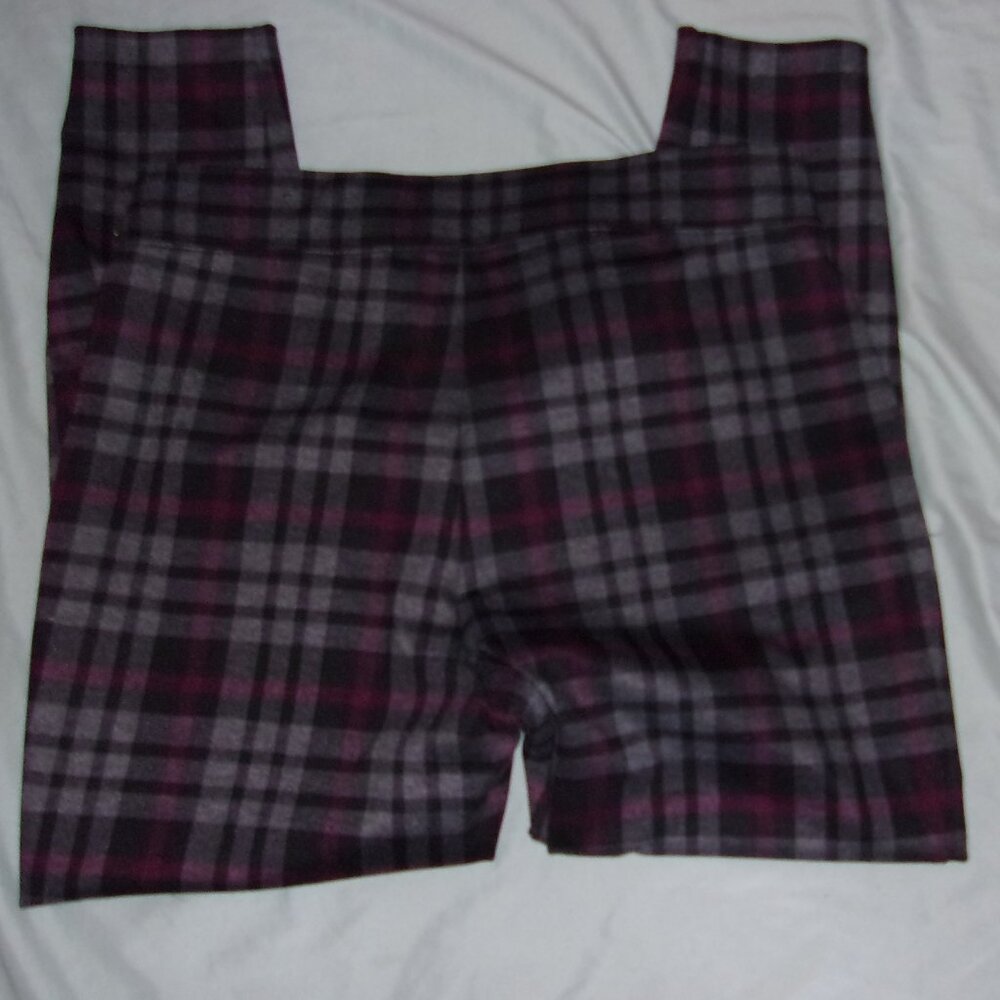 size large SHORT plaid black  gray pants womens trousers stretch maurices